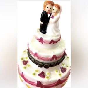 Vintage wedding engagement ring box keeper trinket keepsake box fairy ceramic